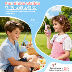 Video Walkie Talkies for Kids HD camera close-up highlights kid-friendly design.