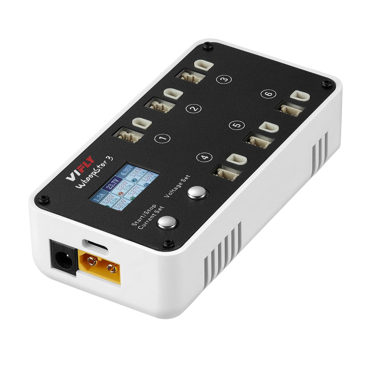 VIFLY WhoopStor V3 with six ports for multiple LiPo packs and organized charging