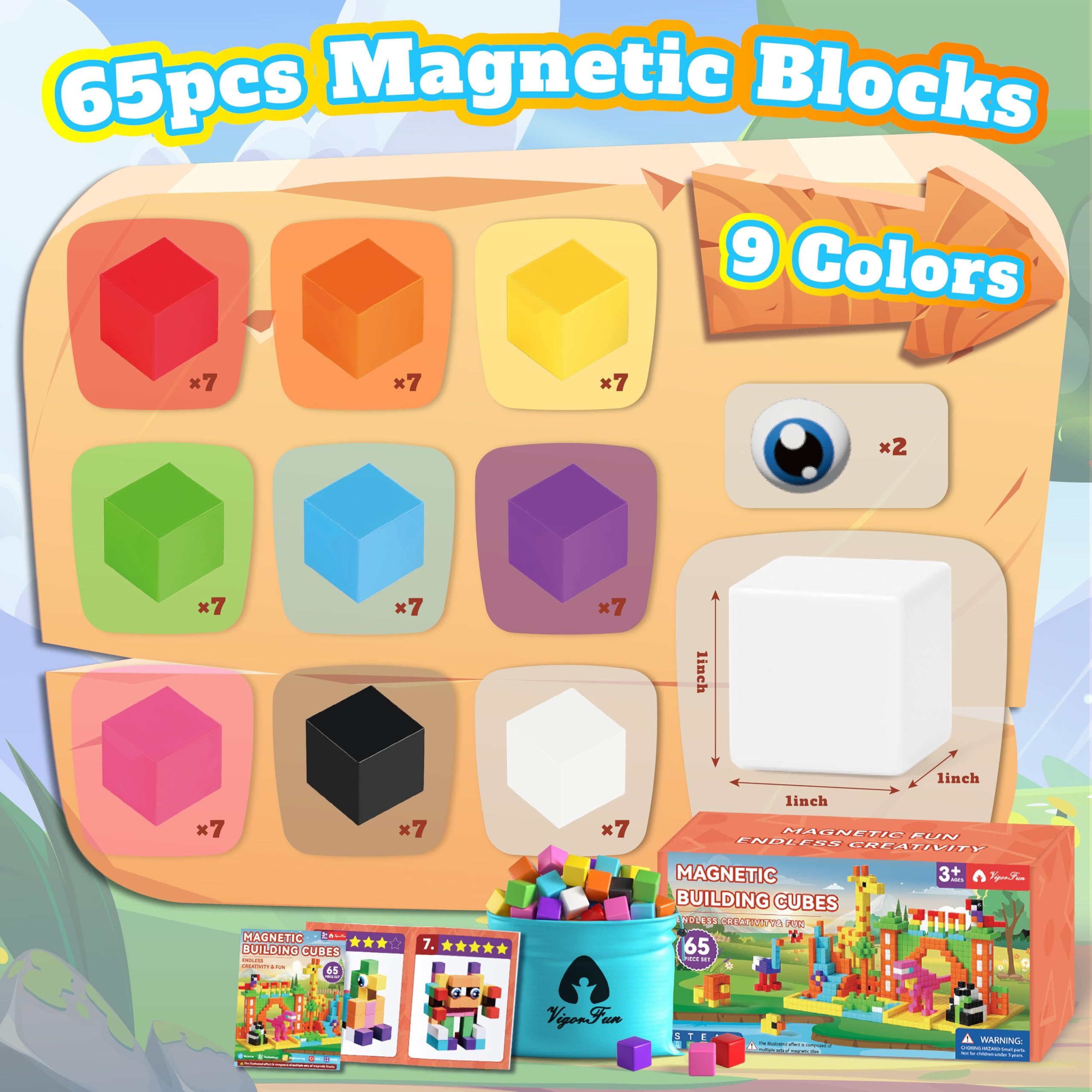 VigorFun 1-inch magnetic blocks close-up showing strong magnets