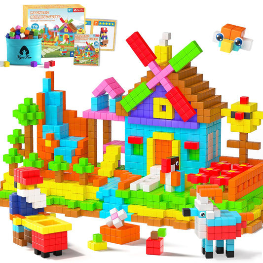 VigorFun 116pcs magnetic blocks set for open-ended play and learning