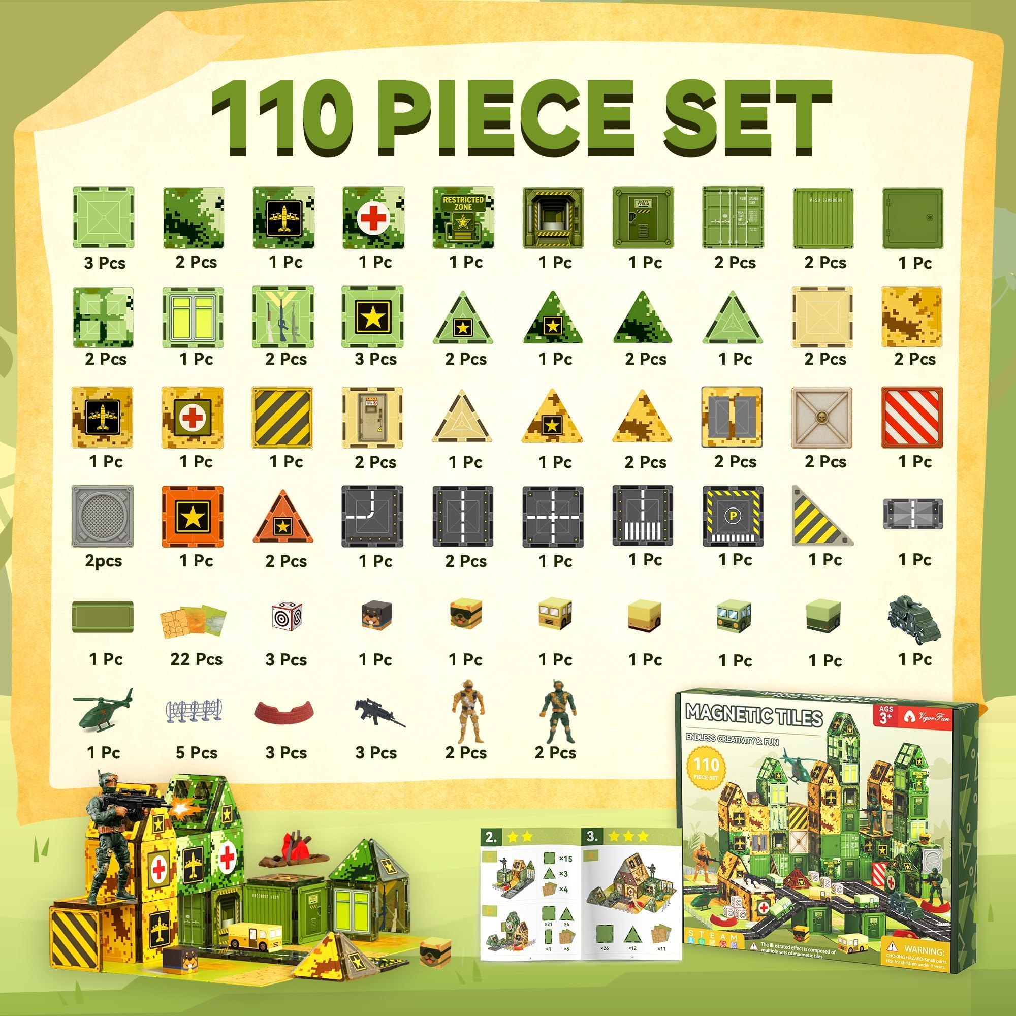 VigorFun army military base-building scene with tiles boosts creative planning and problem solving.