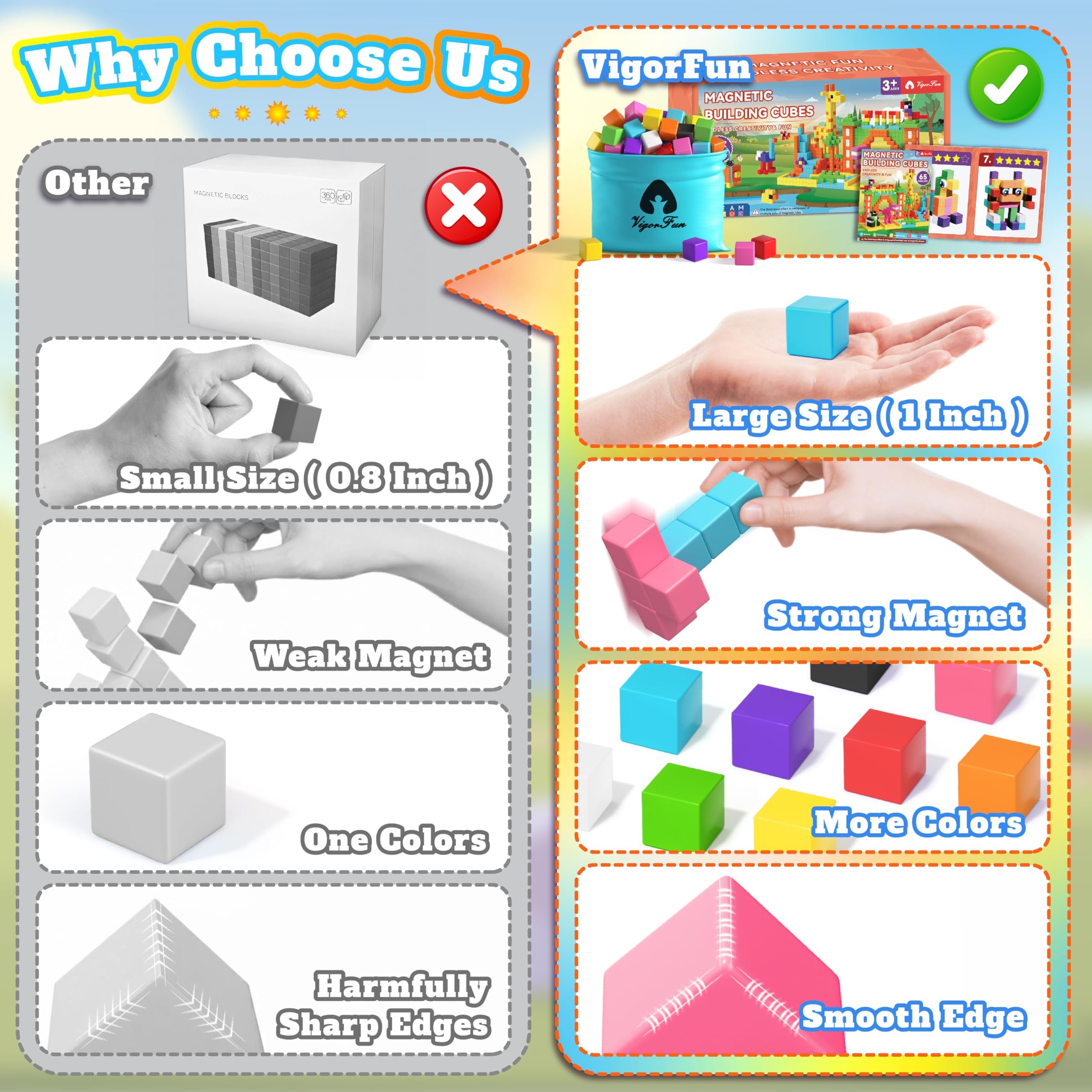 VigorFun magnetic blocks with eyes for imaginative storytelling