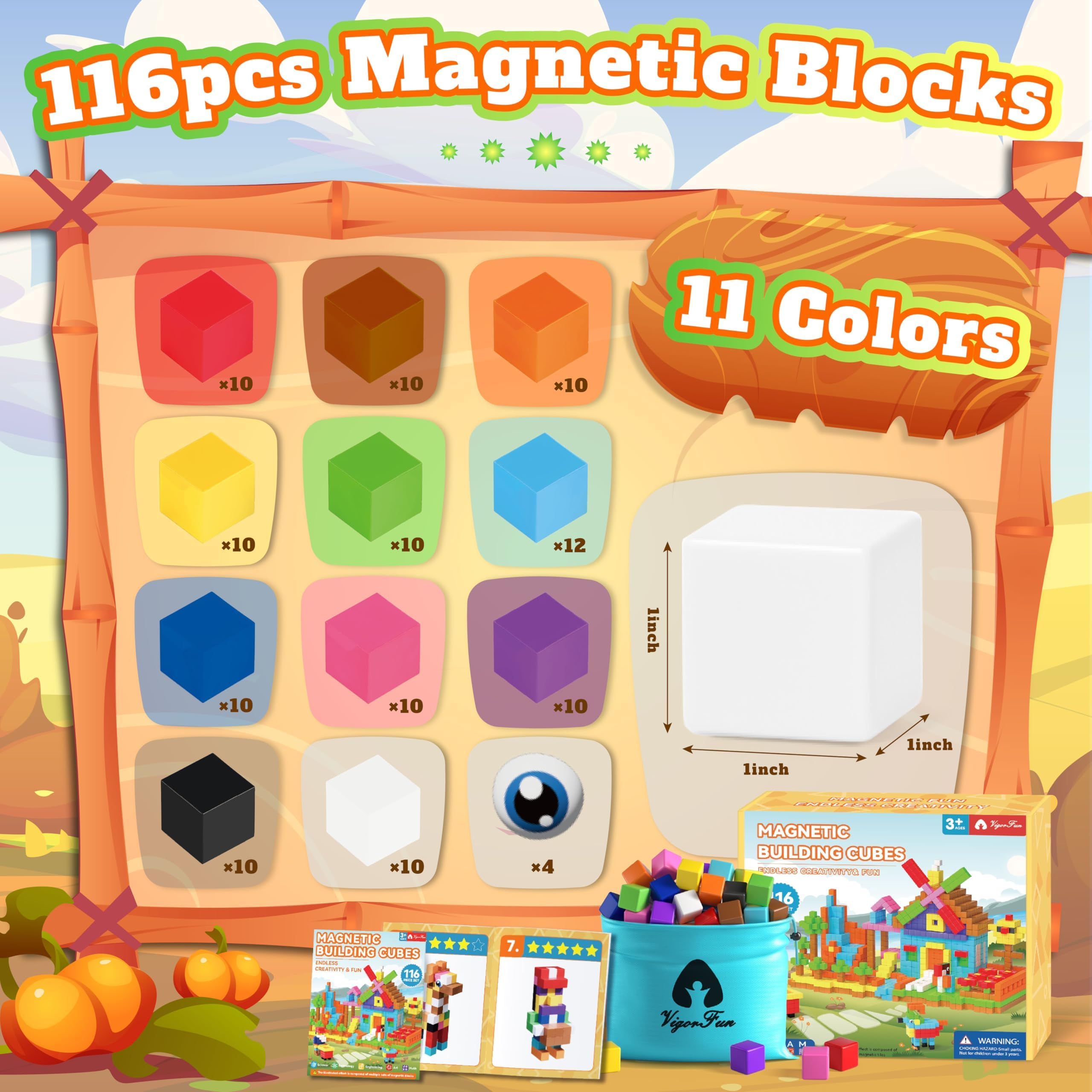 VigorFun colorful ABS magnetic blocks for safe tactile exploration