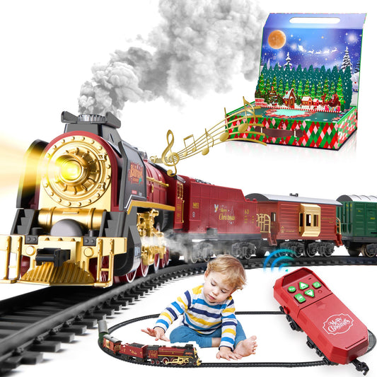 VigorFun train set with gift case and festive setup for Christmas play
