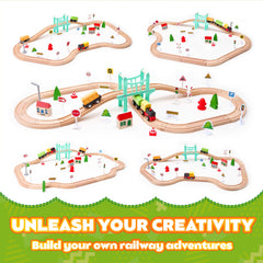VigorFun wooden houses and trees enhance scene-building and story-driven play.