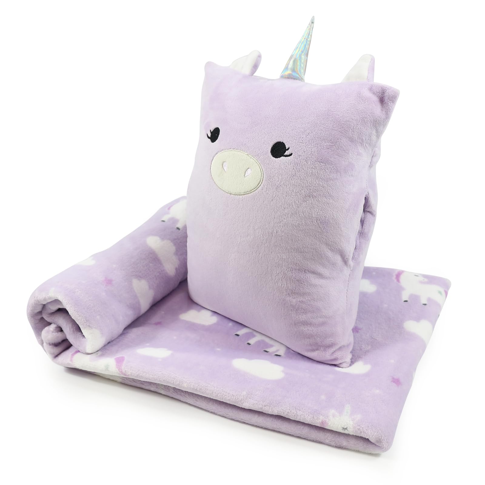 VigorSpring unicorn pillow 15x12 inches for cuddling and back support during travel