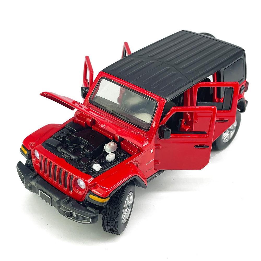 VIIGER Wrangler Sahara diecast SUV red front view highlighting sturdy metal build for durable play