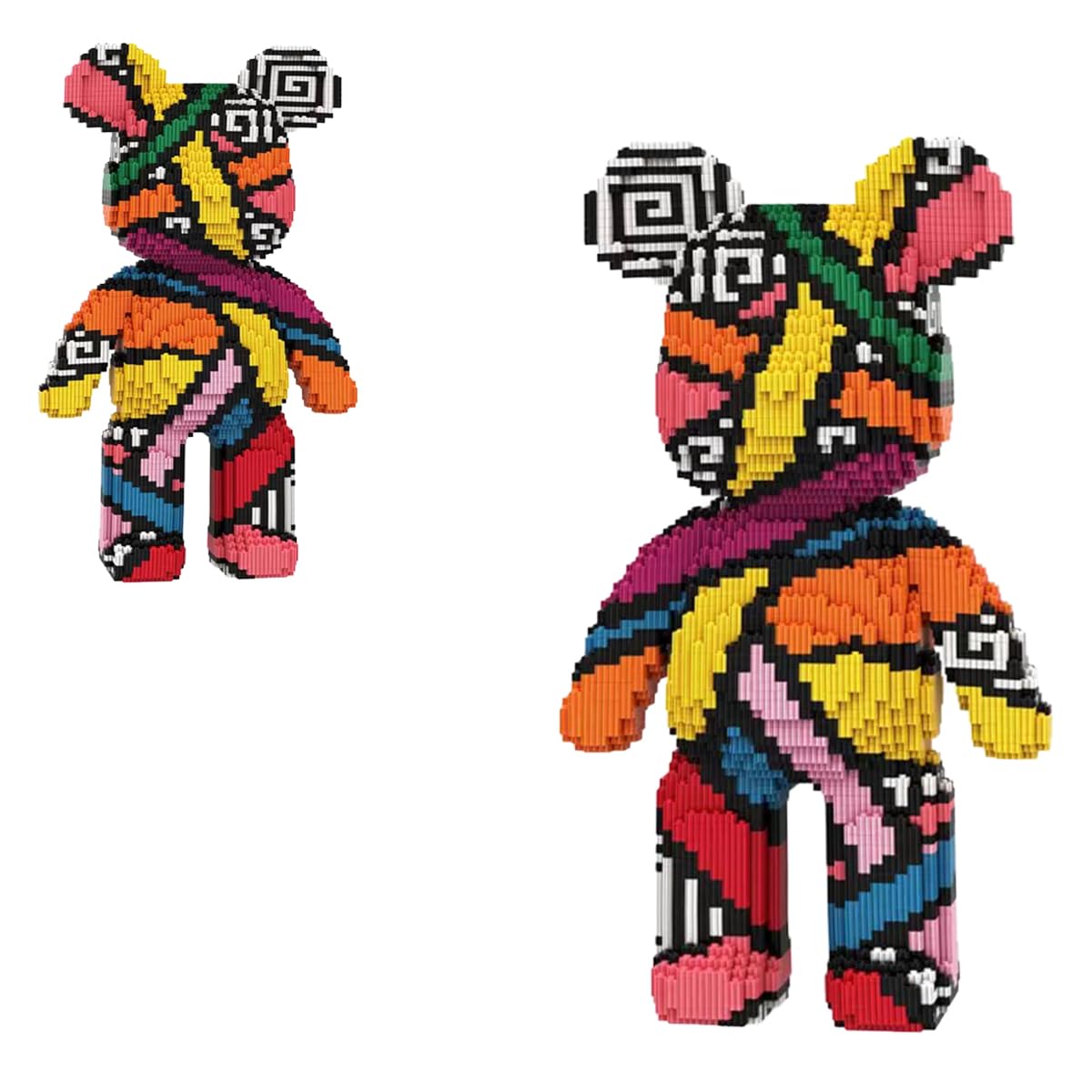 VIIOVOIIV Rainbow Graffiti Teddy Bear assembly for a striking home display
