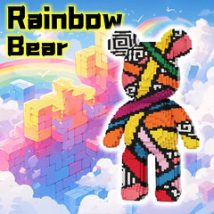 VIIOVOIIV Rainbow Graffiti Teddy Bear close-up shows vibrant detailing for decor
