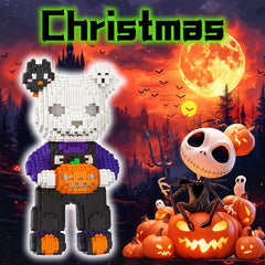 VIIOVOIIV Teddy Pumpkin Bear building scene highlights micro bricks for intricate display.