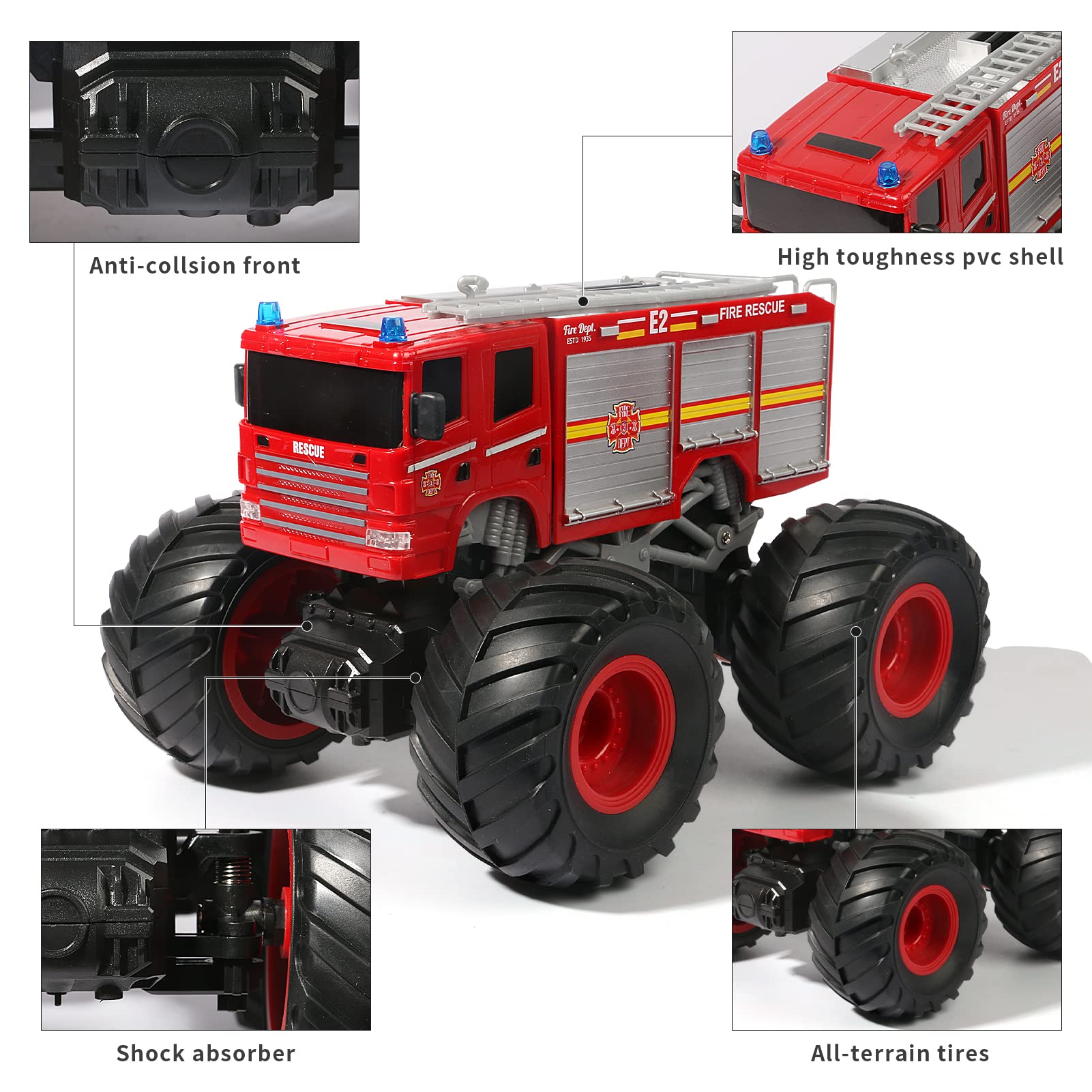 VijiSuki 1-18 scale fire truck LED lights enhance night visibility.
