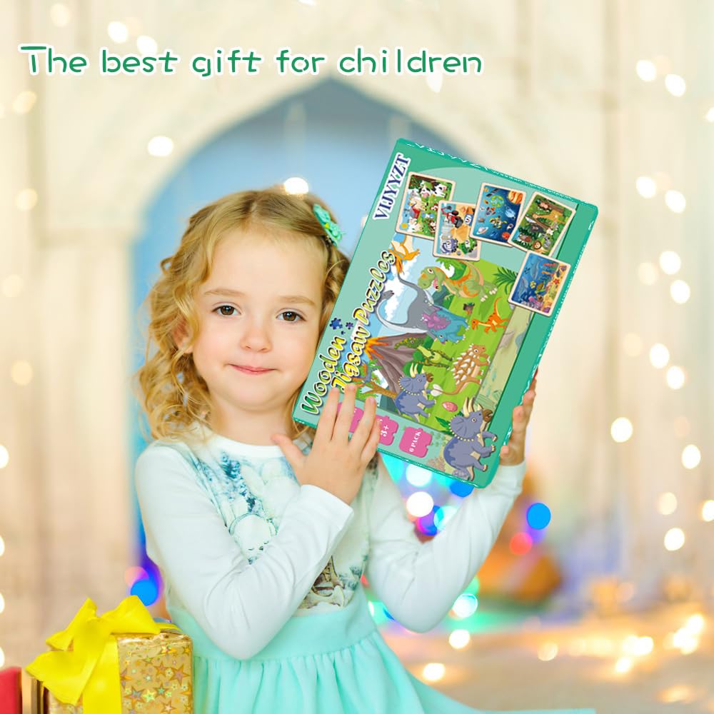 VIJYYZT wooden puzzle storage tray keeps pieces organized for easy play.