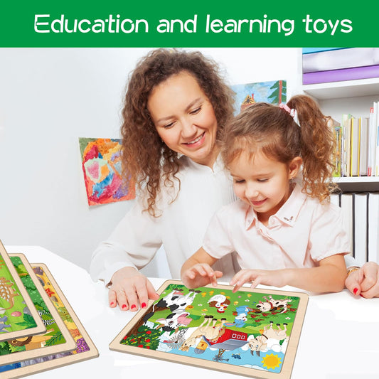 VIJYYZT wooden puzzle dinosaur theme improves reasoning and hand-eye coordination.