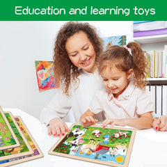 VIJYYZT wooden puzzle dinosaur theme improves reasoning and hand-eye coordination.
