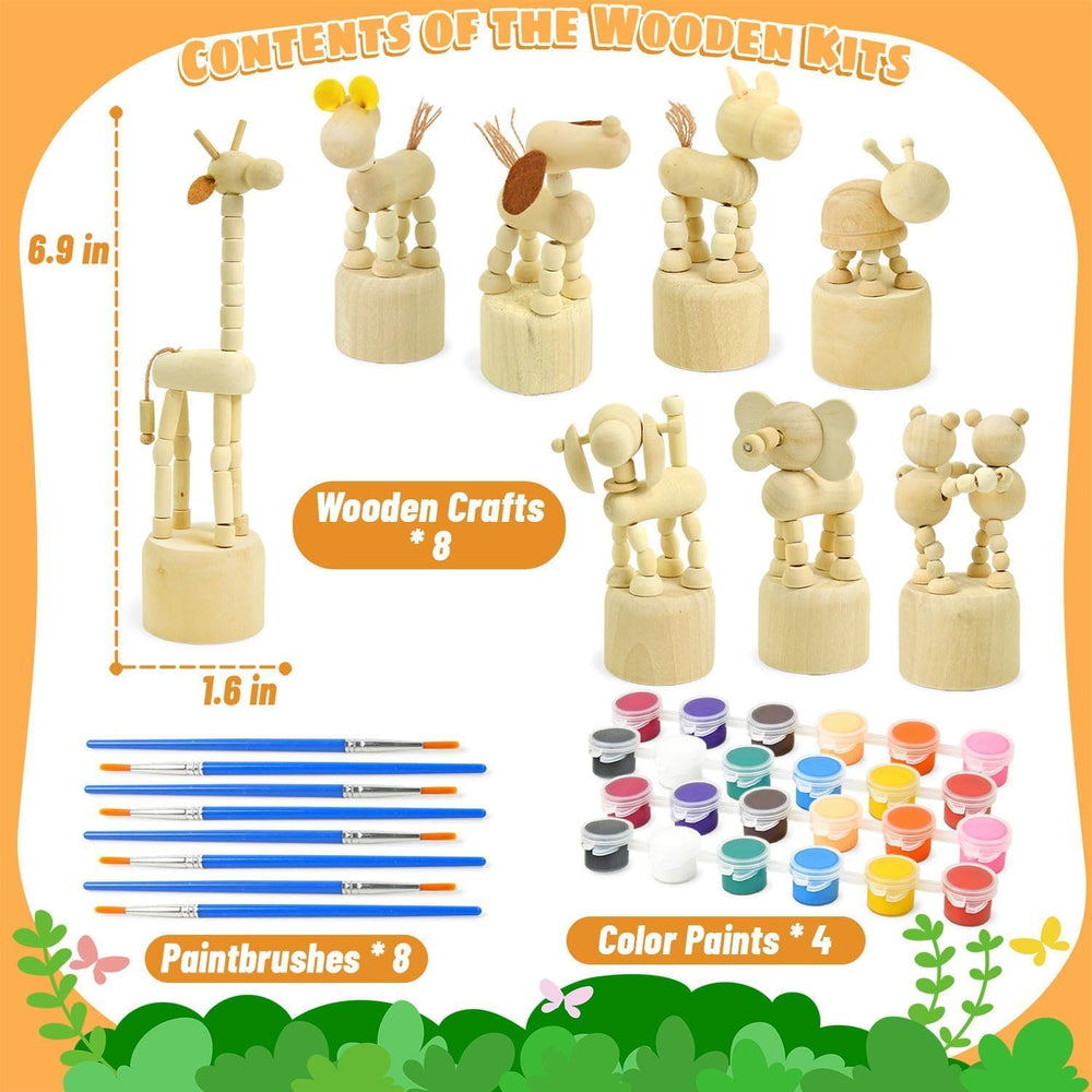 Vileafy movable wooden animals with twistable limbs for interactive art.