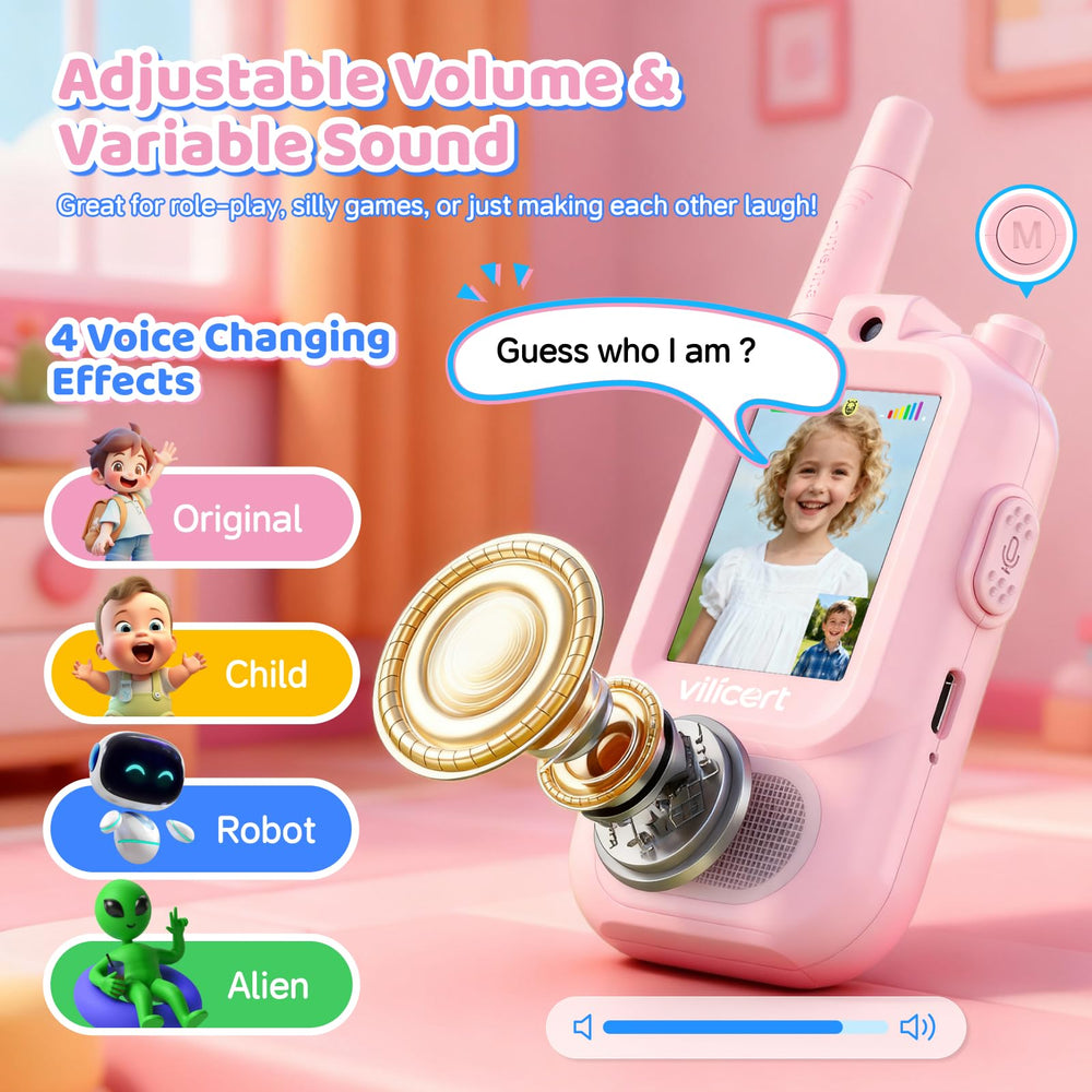 Vilicert rechargeable kids walkie talkie with built-in battery