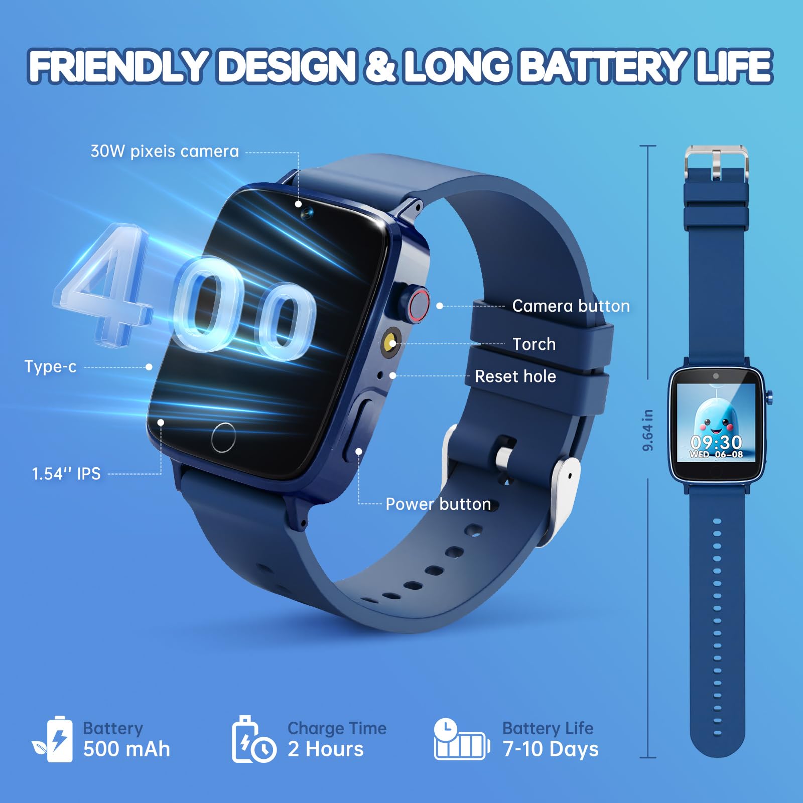 Vilicert smart watch rechargeable battery offers longer use between charges