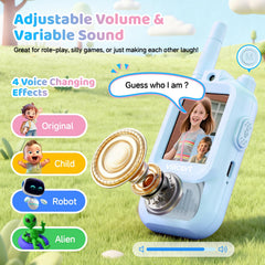 Vilicert video walkie talkies screen closeup with an easy-to-read display for kids.