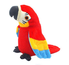 Vincilee Talking Parrot red fabric detail emphasizes plush comfort.