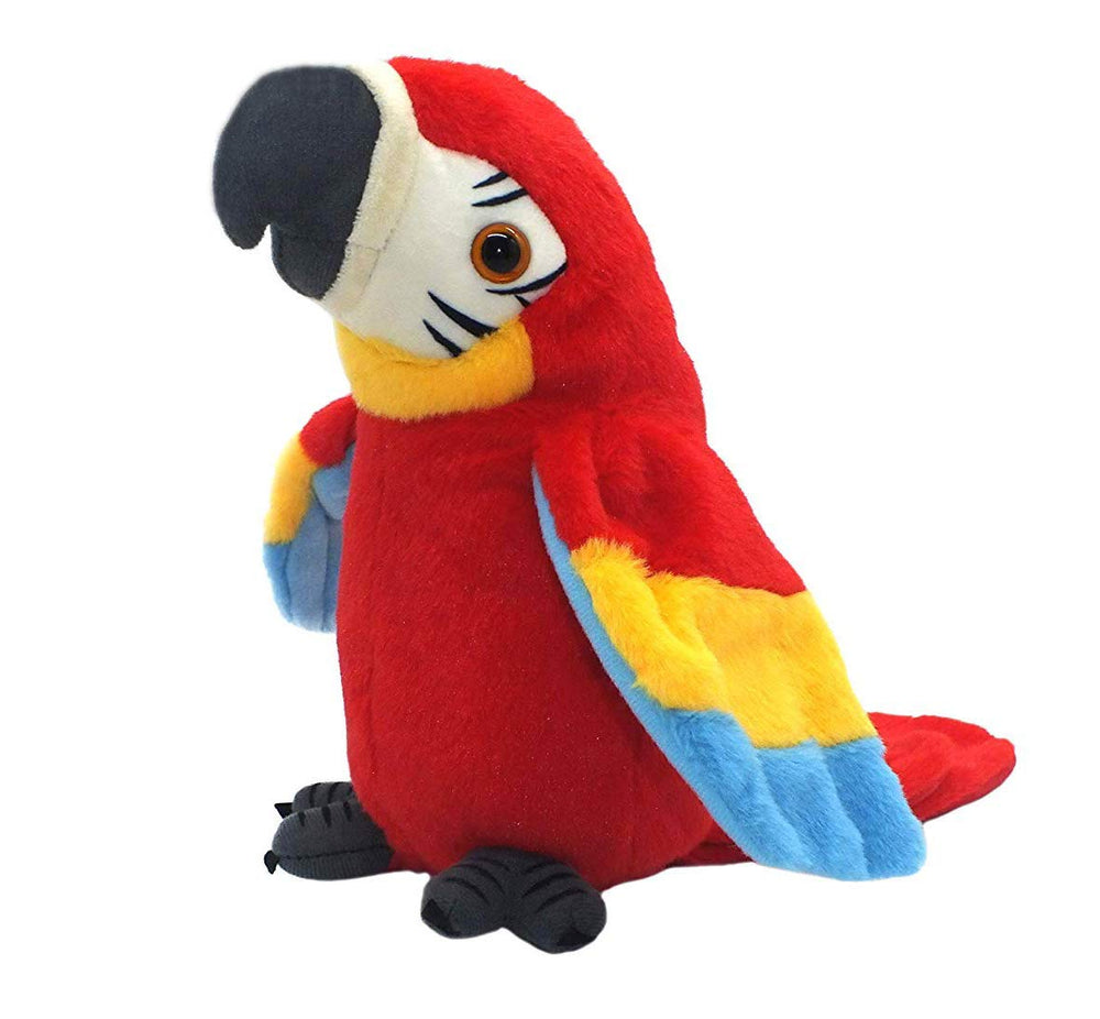 Vincilee Talking Parrot red front view demonstrates animated movement and friendly design.