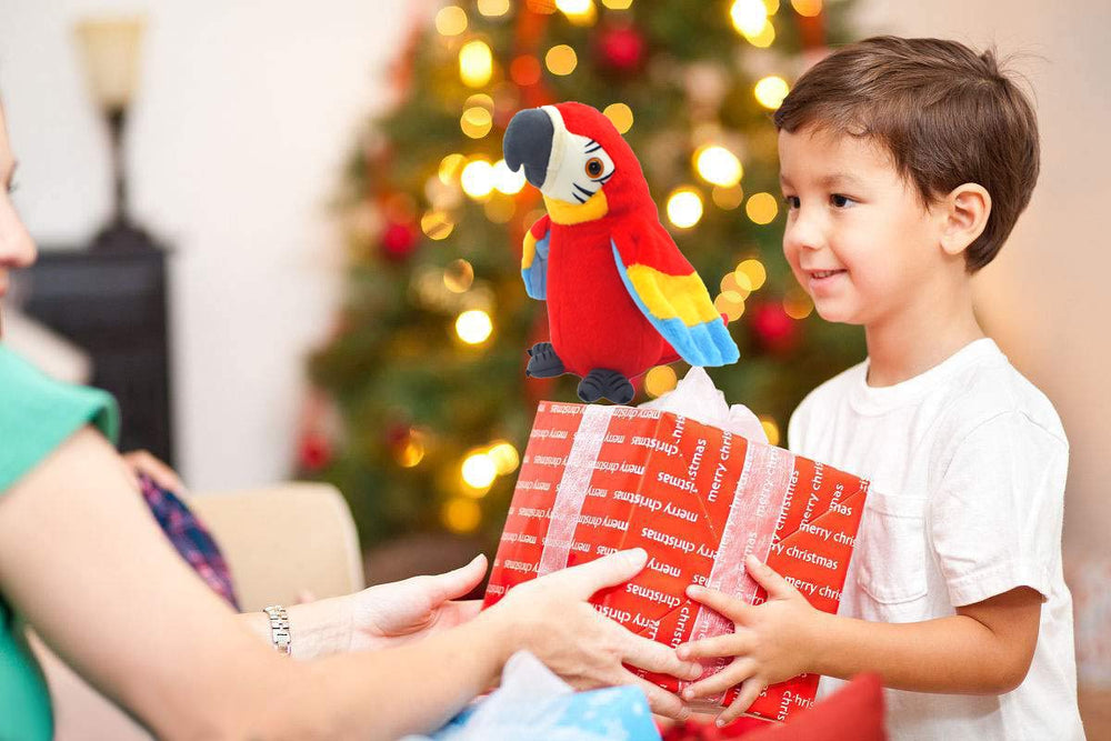 Vincilee Talking Parrot red in-use scene demonstrates child-friendly interactive play.
