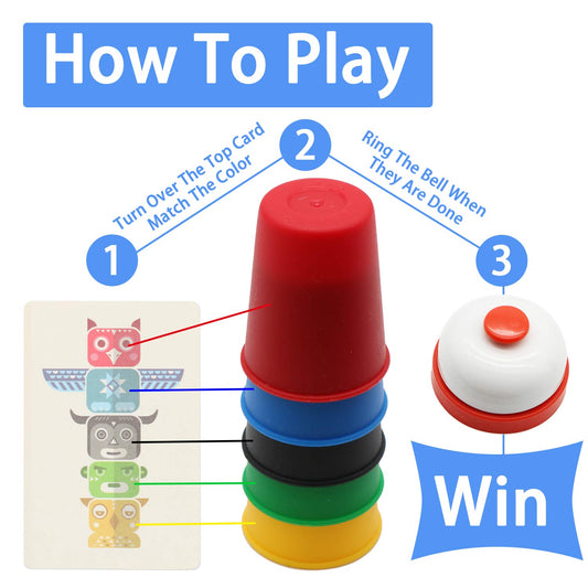 Vinciph Quick Cups game 24-picture-cards close-up highlights color matching and cognitive play