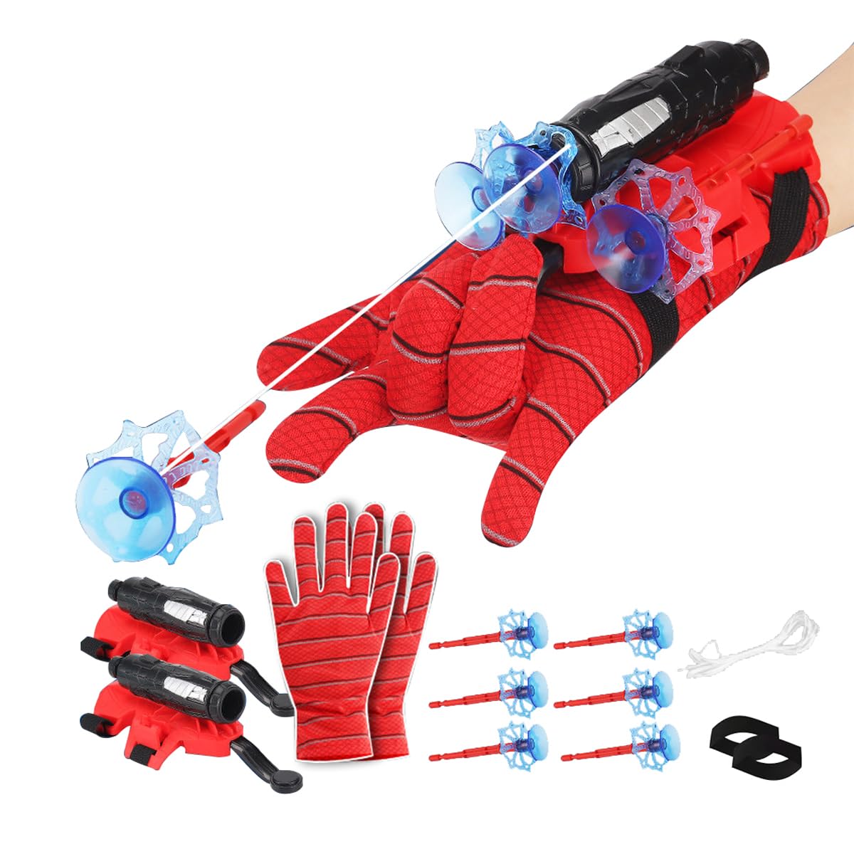 Vinciph red spider silk wrist launcher pack in action for immersive cosplay play