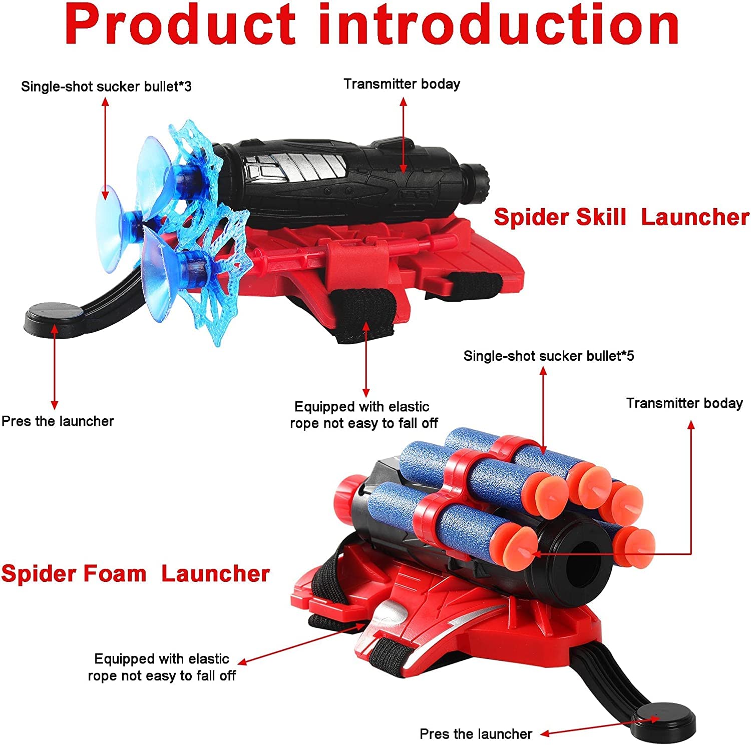 Vinciph Spider Web Shooter soft bullets for safe backyard target play