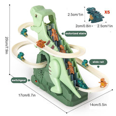 Vingtank dinosaur roller coaster track with dynamic lights and music for immersive race play.