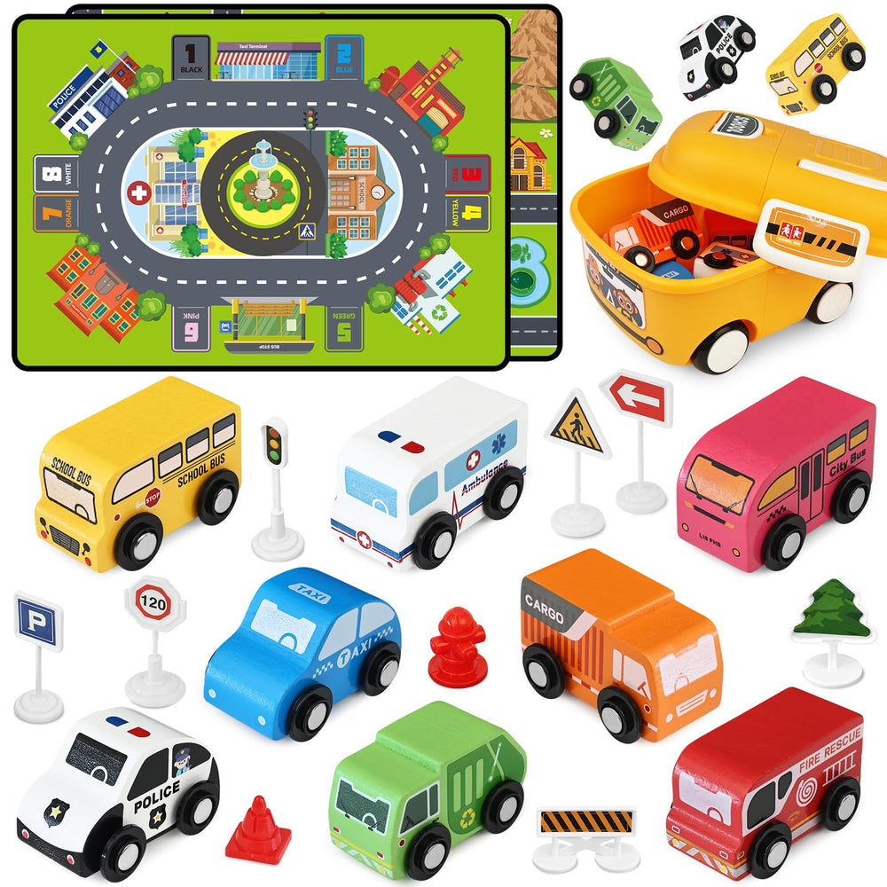 Vinkp 22-piece toddler car toys set for imaginative play and learning