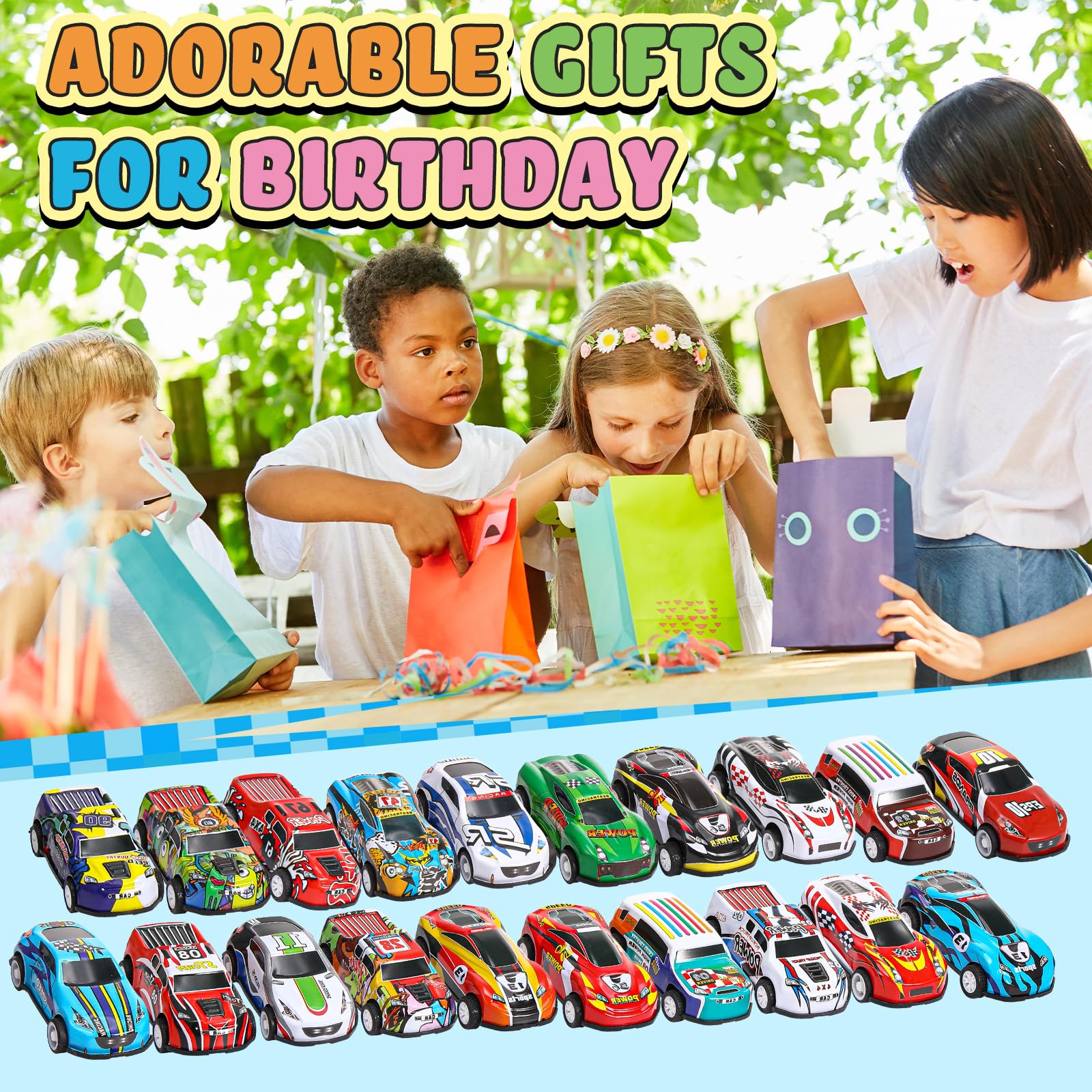 Vinsot car party decor with bright colors enhancing party atmosphere