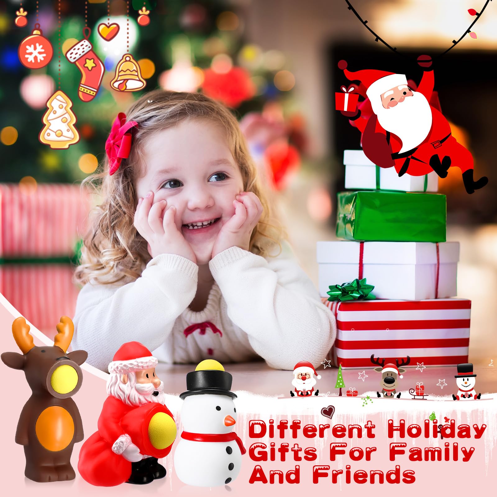 Vinsot Christmas toy packaging showing Santa, Snowman, Reindeer