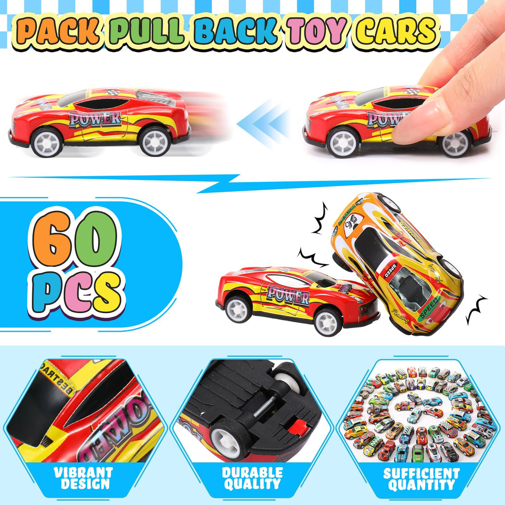 Vinsot pull back car friction power toy for safe, energetic play sessions