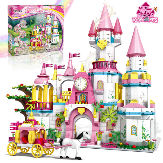 VINTOP Castle pink castle: a STEM toy promoting creative building and storytelling