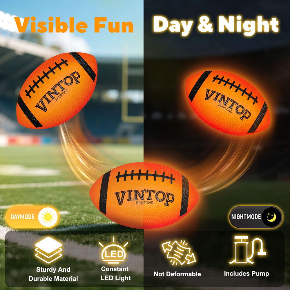 VINTOP Light Up Football night glow ensures visibility after sunset.