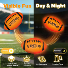 VINTOP Light Up Football night glow ensures visibility after sunset.