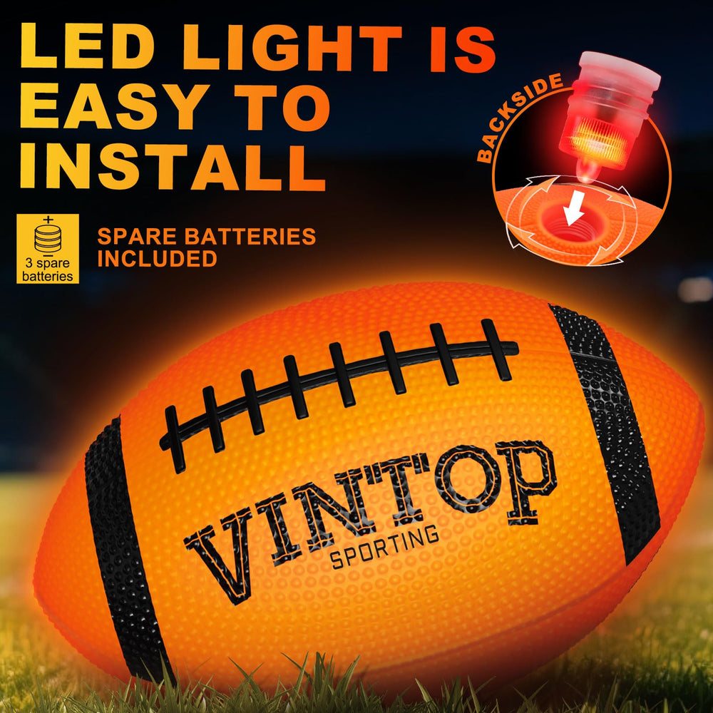 VINTOP Light Up Football side glow highlights catches from every angle.