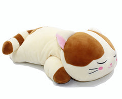 Vintoys big hugging cat plush in brown, ideal for cozy hugs and naps.