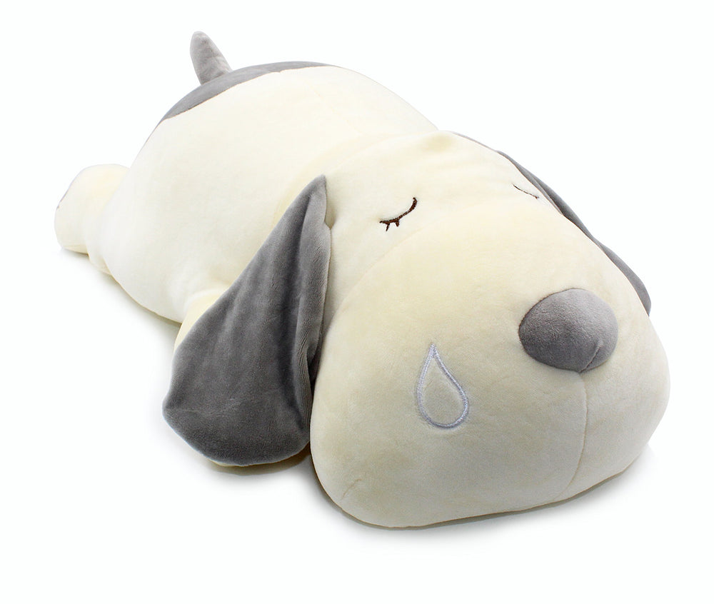 Vintoys dog hugging pillow in gray offers comforting cuddle for kids during naps