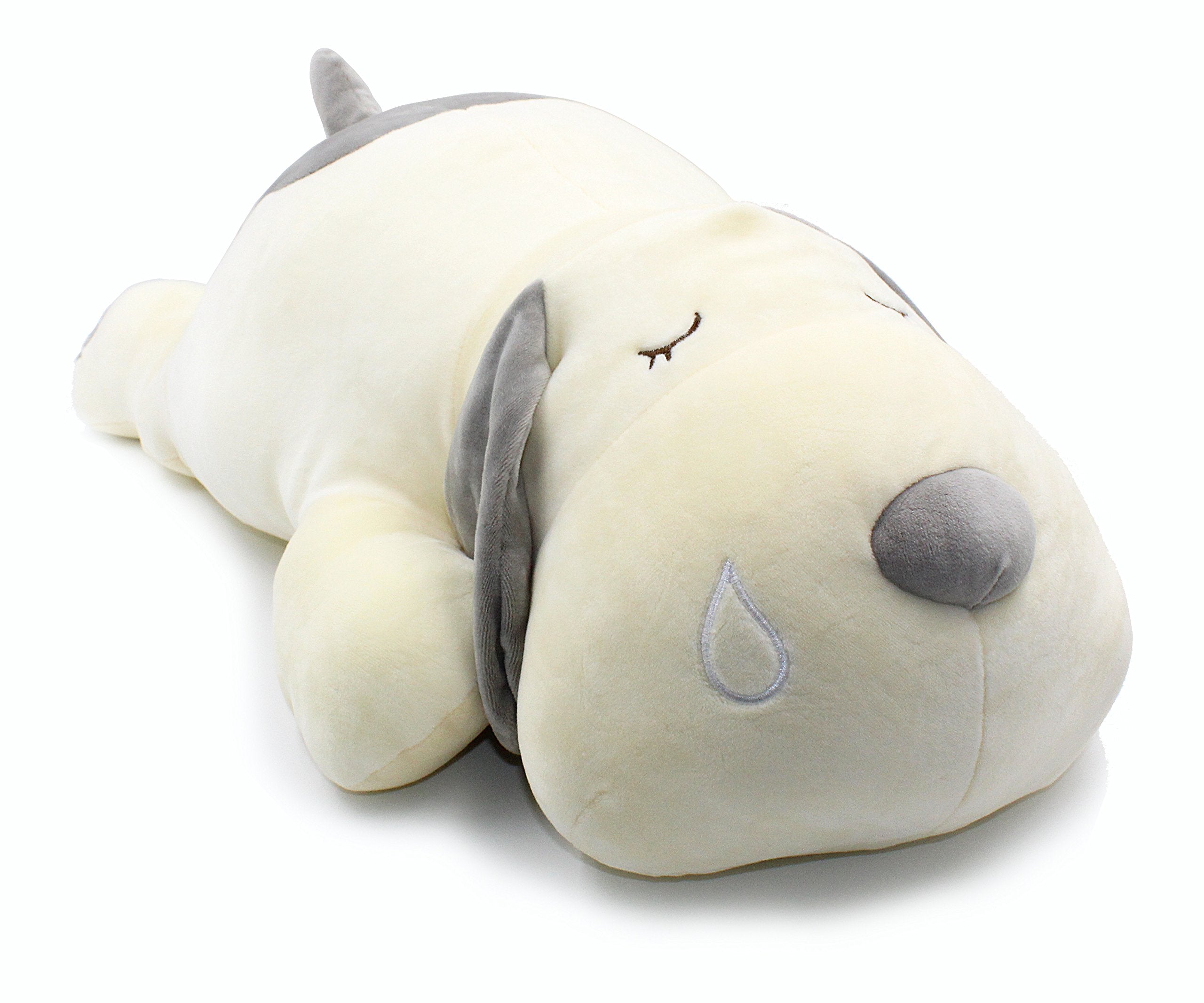 Vintoys plush dog gray close up highlights soft texture and safe materials