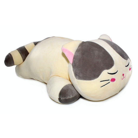 Vintoys Very Soft Cat Hugging Pillow gray front view for cozy hugs.