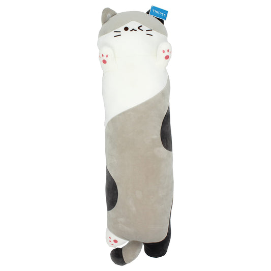 Vintoys very soft cat long hugging pillow close-up of plush fabric for cozy cuddling.