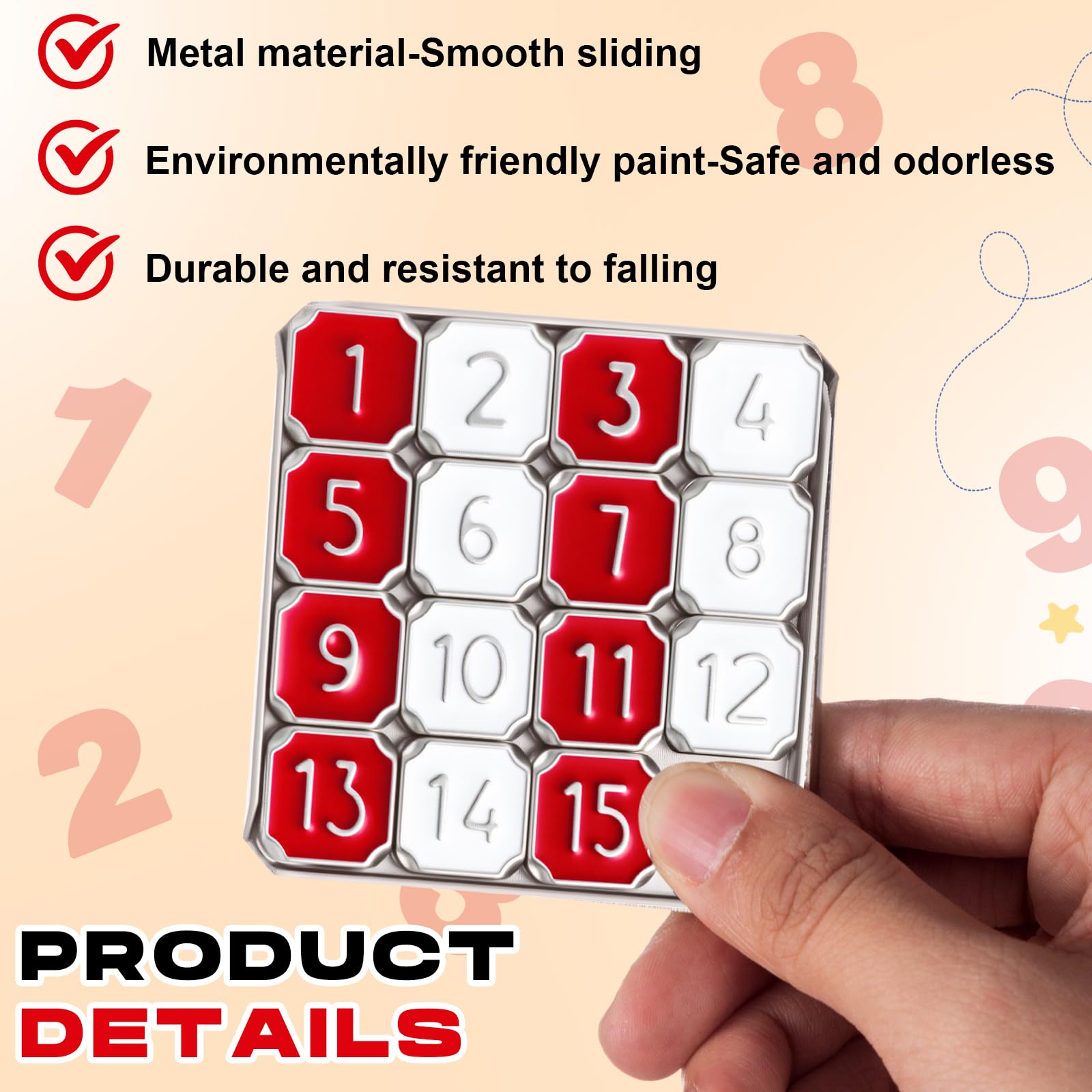 VioraWhite durable metal tiles slide smoothly for hours of play.