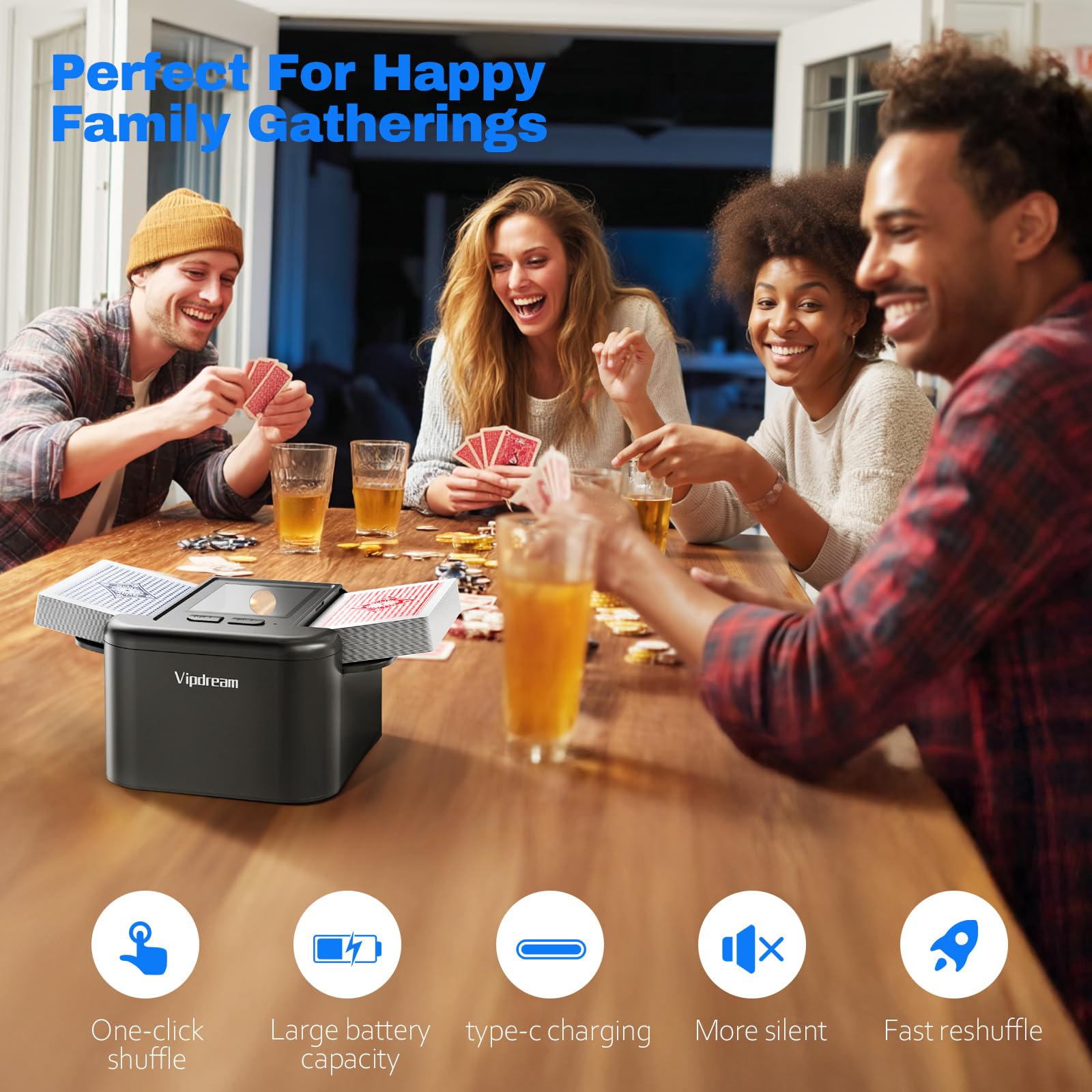 Vipdream silent motor shuffles cards smoothly without noise