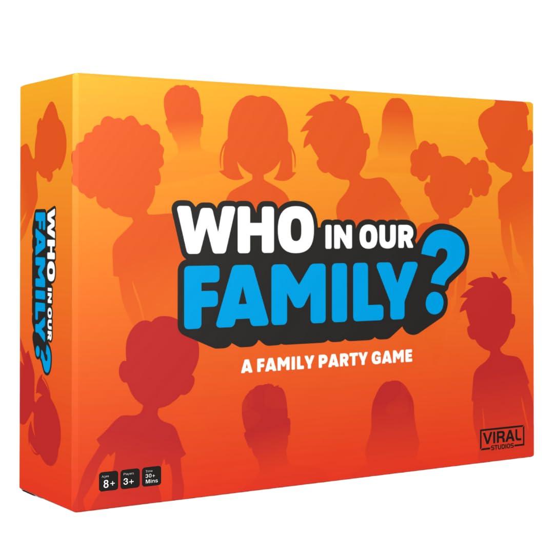 Viral Studios Who in Our Family box front view for engaging family game night