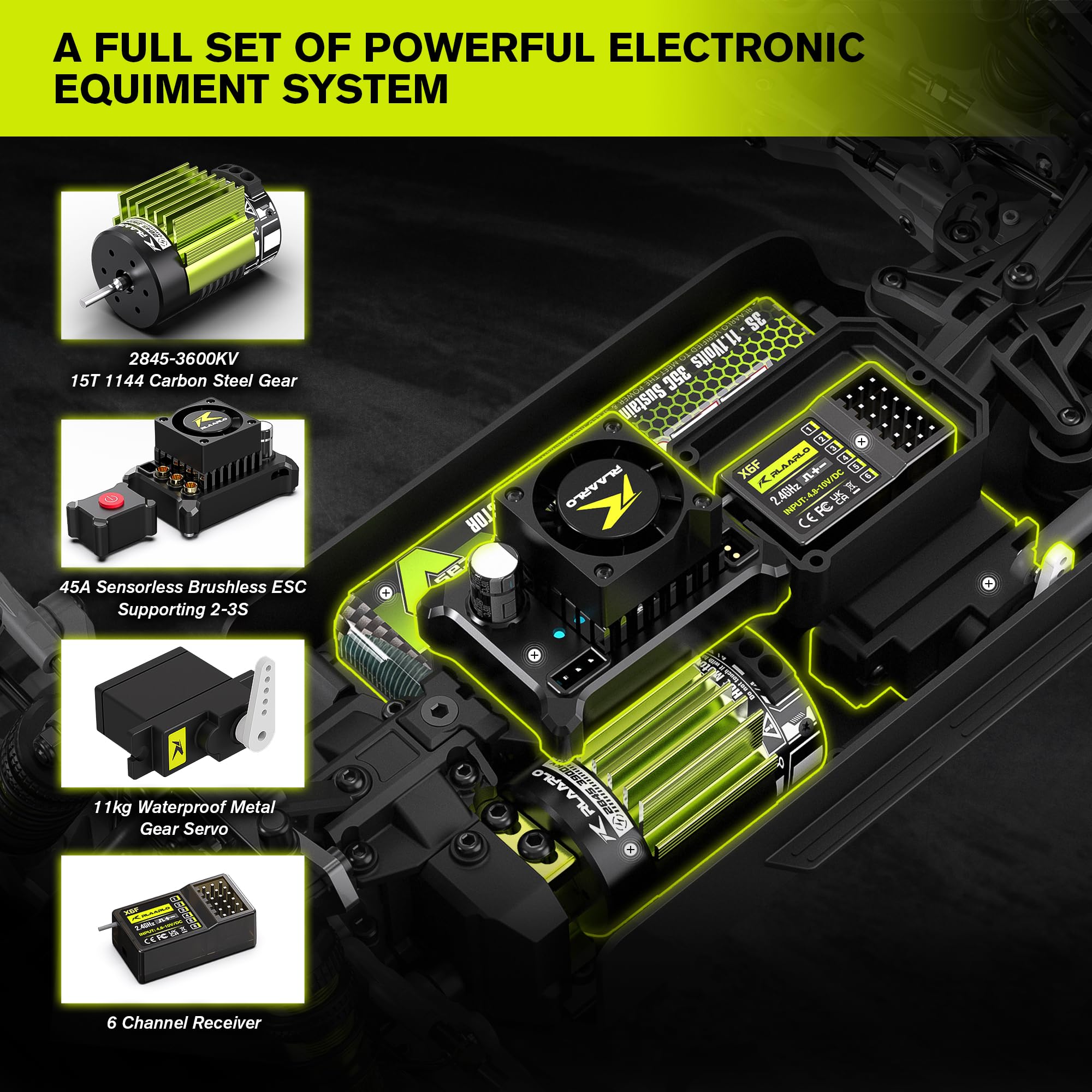 VIRCAS 1/14 brushless RC truck side view for dramatic turns