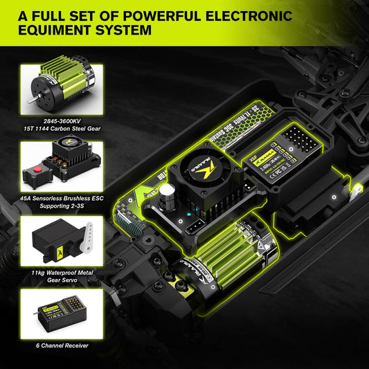 VIRCAS 1/14 brushless RC truck side view for dramatic turns