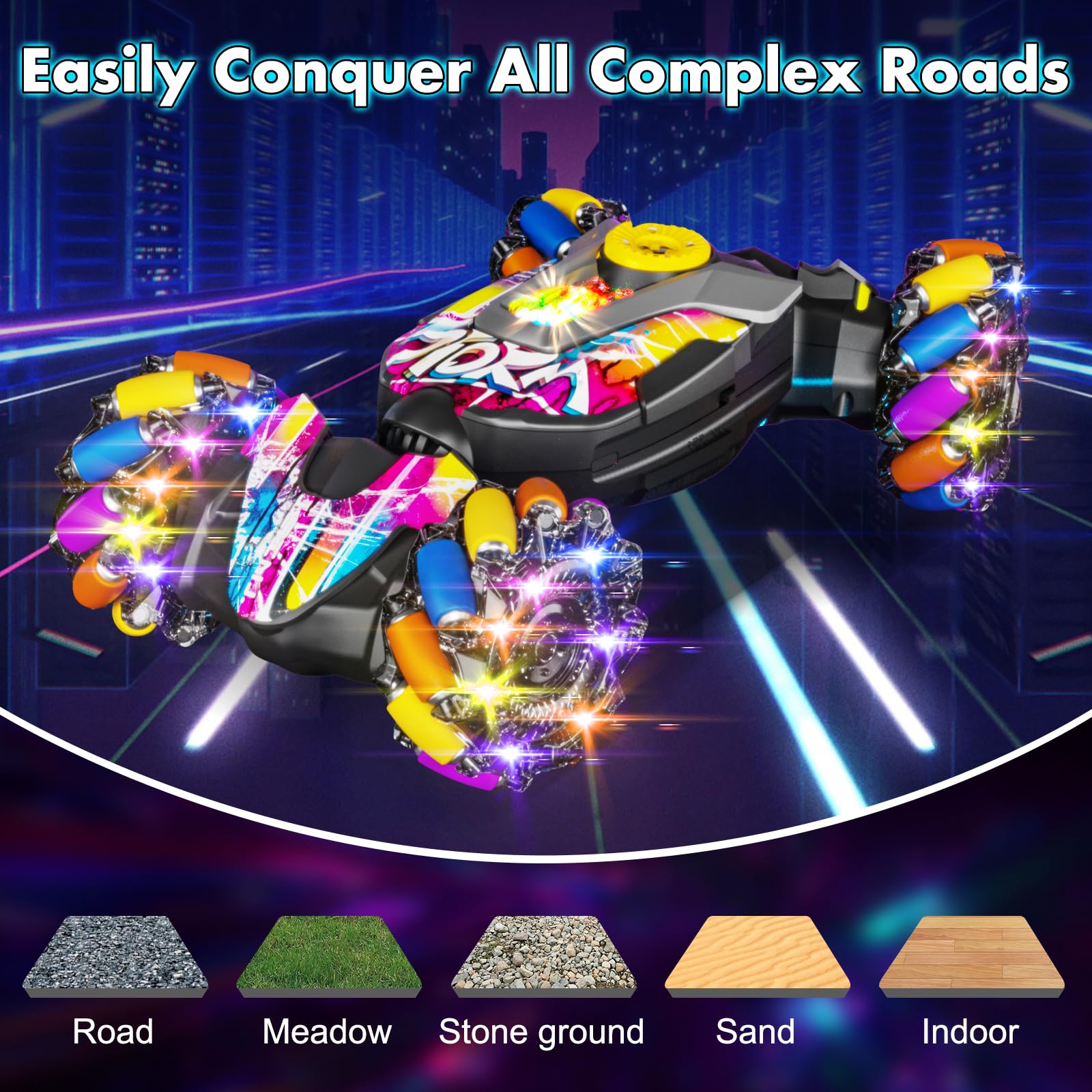 ViRockSign RC car with two rechargeable batteries up to 80 minutes of play.