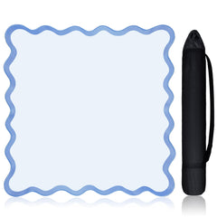 VioraWhite mahjong mat with blue scalloped edge for stylish, stable play