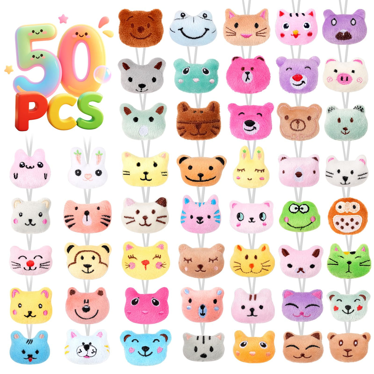 VISATOR 50pcs mini stuffed animals keychains for claw machines and party favors.